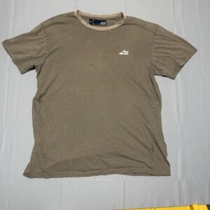 Lost Mayhem Green Brown Striped T Shirt Size Medium — Small Stain + Tag Hole